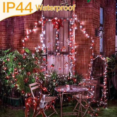 Ollny Red and White Christmas String Lights - 400 LEDs, 131ft with Remote & Timer