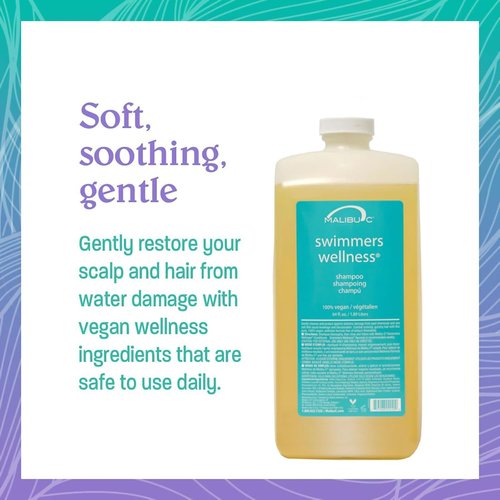 Malibu C Swimmers Wellness Shampoo - Protects Hair from Chlorine Damage & Restores Vitality - 12 oz