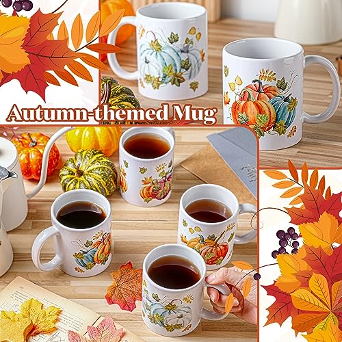 Fall Pumpkin Coffee Mug Set - 12oz Ceramic Drinkware with Handle, Autumn Gift