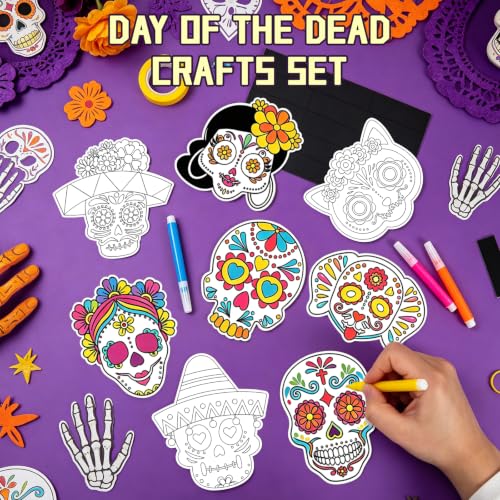 Day of the Dead Sugar Skull Craft Kit with Magnets & Paint Pens - 32 pcs