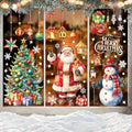 Christmas Window Clings Set - 4 Sheets Large Santa Snowman Holiday Decals for Glass & Mirrors