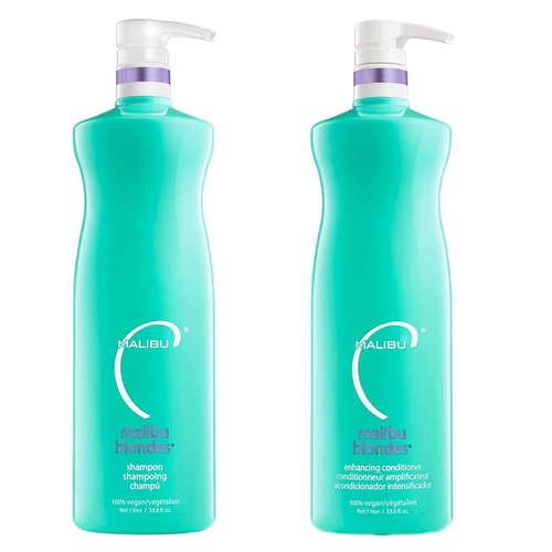 Malibu C Blondes Enhancing Shampoo & Conditioner Duo - Revitalizing Purple Formula for Healthy, Brilliant Blondes | 33.8 oz