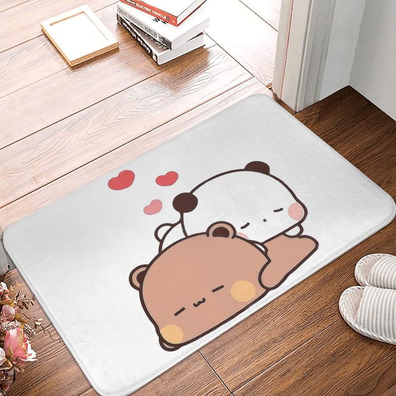 Rectangular Door Mat Panda Bear Hug Non-Slip Washable Floor Rug 18x30 Inch