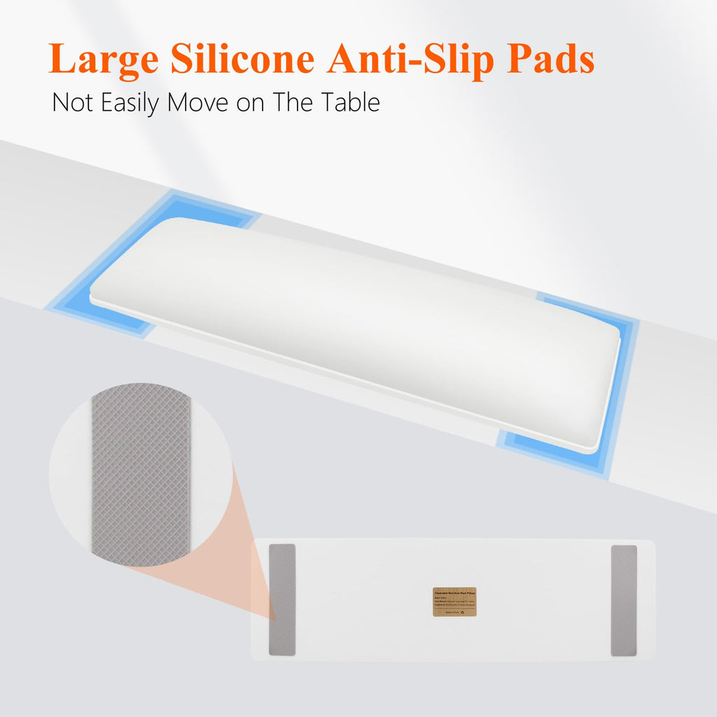White Nail Arm Rest for Nail Tech, Cleanable and Waterproof, Professional Nail Hand Rest for Nail Tech Manicure Hand Pillow Stand with Anti-Slip Mat