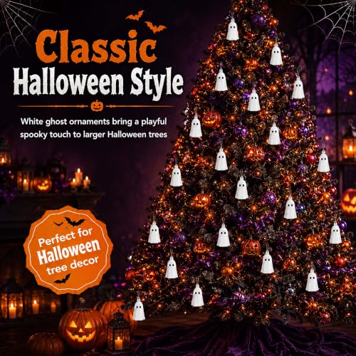 Halloween Ghost Tree Decorations - Spooky White Ghost Ornaments, Set of 24 (Variation: Ghost)