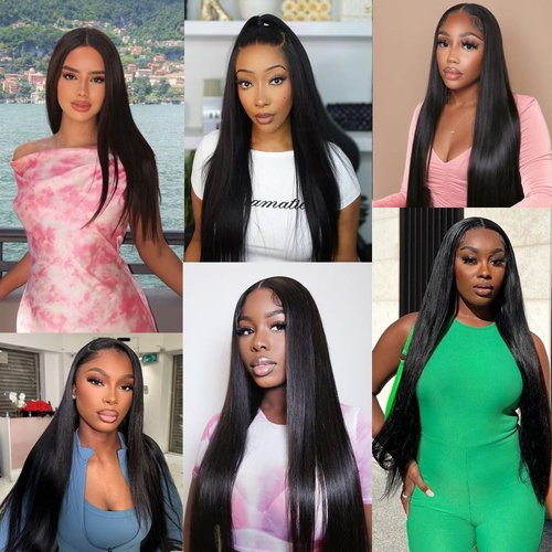 FMIDKOU 12A Straight Human Hair 8 10 12 Inch Human Hair bundles Unprocessed Brazilian Hair 3 Bundles Raw Human Hair Extensions Quick Weave Natural Color