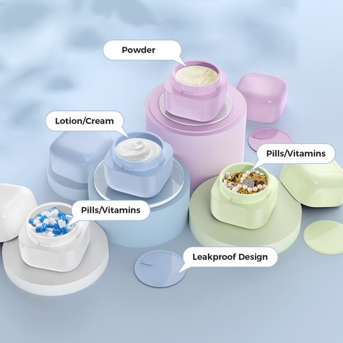 Lhelca TSA Approved 1oz (30ml) Leak-Proof Travel Containers 4 Pack - Containers for Toiletries with 4 Spoons for Toiletries, Cosmetics, Face, Hand & Body Creams - TSA Compliant Travel Essentials