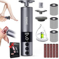 DAQVQ Electric Foot Callus Remover, 2-in-1 Cordless Pedicure Tools for Feet and Nail File with 80PCS Sandpaper Discs(3 Sizes), Aluminum Body with Adjustable Speed for Dead Skin, Cracked Heels & Home