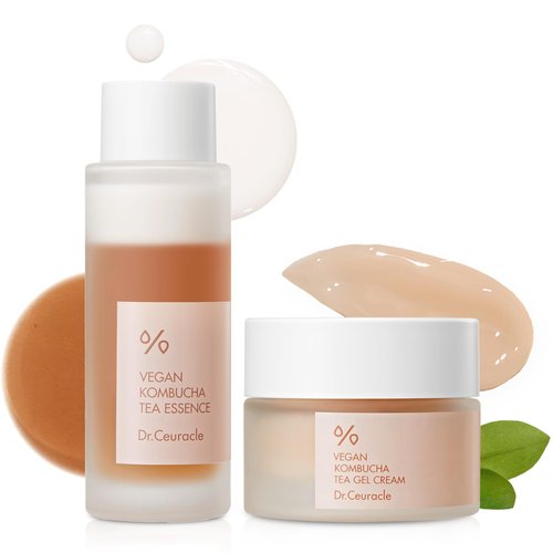 Dr.Ceuracle Vegan Kombucha Tea Essence and Gel Cream - Korean Skincare Gift Set for Holiday (Beginning Set)