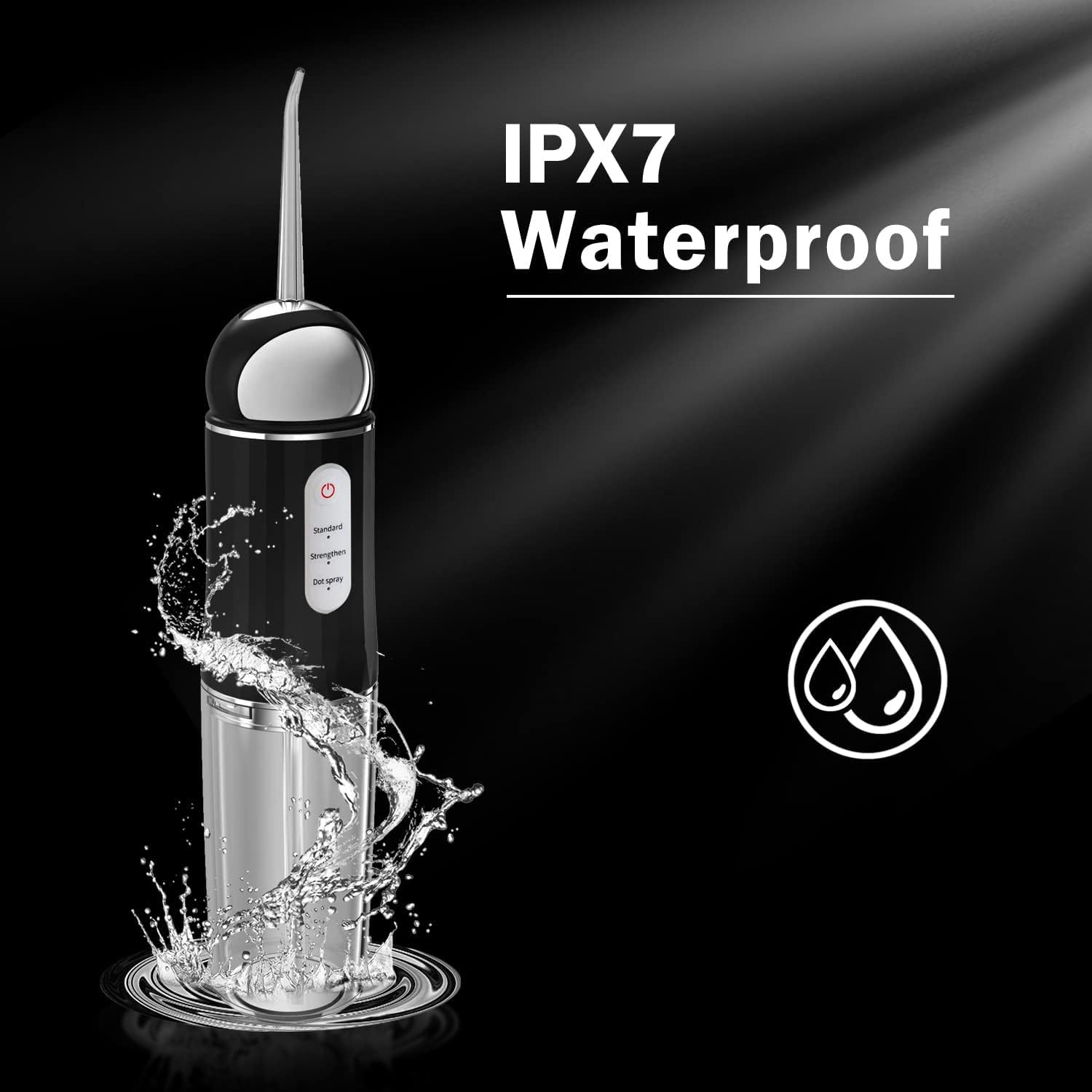 Water-Flosser-Cordless-Teeth-Cleaner MAKJUNS Water Dental Flosser with 3 Modes 4 Jets Rechargeable Dental Oral Irrigator for Home Travel (Premium Black)
