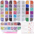 Multicolor Nail Art Rhinestones Kit 3D Flatback Horse Eye & Flower Nail Stickers - 4 Sheets & Tools (Variation: 4 Multicolor)