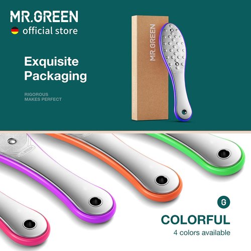 MR.GREEN Foot File Double Sided Pedicure Foot Care Tools Professional Callus Remover Foot Rasp Stainless Steel Foot Scrubber for Feet (Purple)