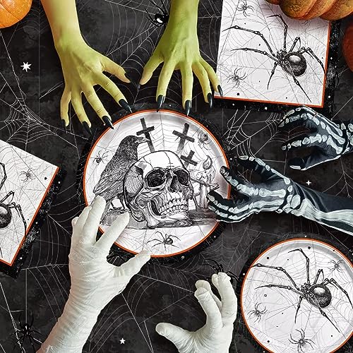 Halloween Spider Webs Party Supplies Set for 50 Guests with Plates & Napkins