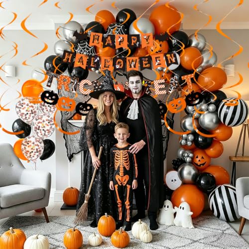 Halloween Balloons Set with Banners & Decorations for Party