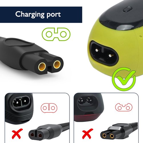 Philips Norelco Charger Cord - 5V Power Cable for OneBlade QP2724, QP1924, QP2834 | 2-Pack Replacement