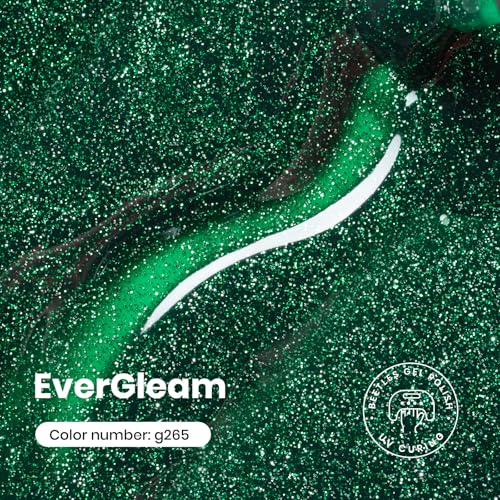 Beetles Green Gel Nail Polish - Glitter & Flakie Effect, 15ML - EverGleam