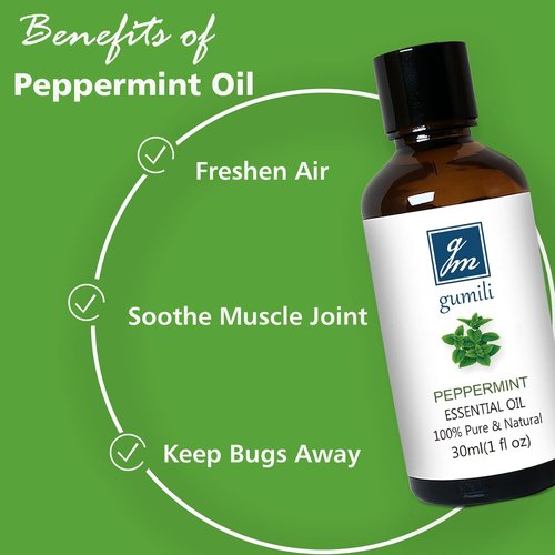GM Gumili Peppermint Essential Oil - 100% Pure for Diffusers, Hair, Soap & Body Wash | 30ml