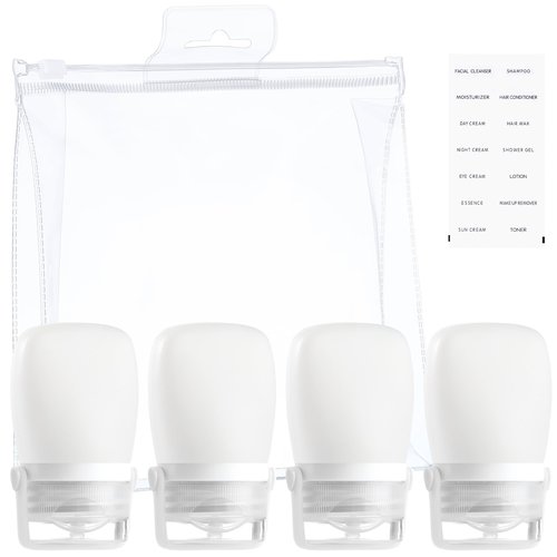 RONRONS Silicone Travel Bottles,1oz Mini Ketchup Squeeze Salad Dressing Sauce Bottles Small Leak Proof TSA Approved Container for Shampoo Conditioner Toiletries(4 Pieces