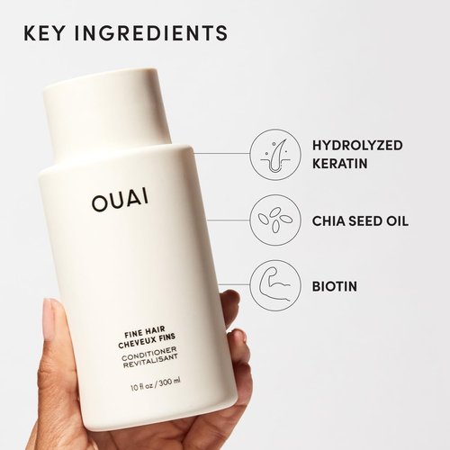 OUAI Fine Hair Conditioner - Travel Size Volumizing Formula with Keratin & Biotin | 3 Oz, Paraben-Free
