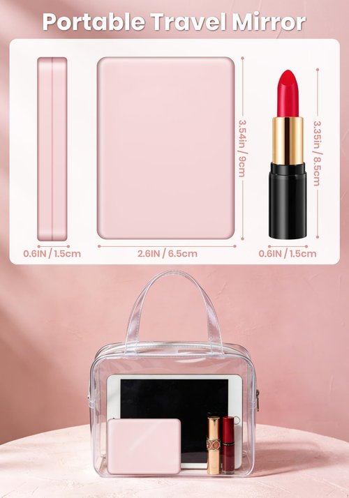 SisKokoro Compact Mirror, Rechargeable 30X Magnifying Mirror with 3 Lighting Modes & Dimmable Brightness, Portable Travel Makeup Mirror with Light, Essentials for Travel, Pocket, Purse Pink