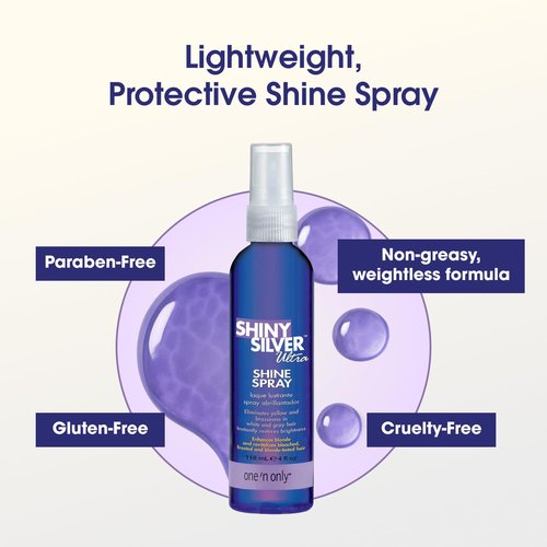One 'n Only Shiny Silver Ultra Shine Spray - Purple Hair Shine for Brightening & UV Protection - 4 oz