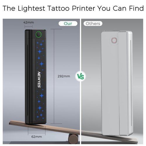 NEWYES Tattoo Stencil Printer Wireless Portable Tattoo Printer Kit Thermal Tattoo Machine for Tattoo Artists & Beginners, Matte Effect Clear Printing, Compatible with Mobile Phone, Pad, PC