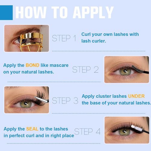 Kiromiro Lash Clusters 10-16mm Cluster Eyelash Extensions Wispy DIY Cluster Lashes Extension 144pcs Individual Lashes Nautral Eyelash Clusters C Curly Lashes Clusters