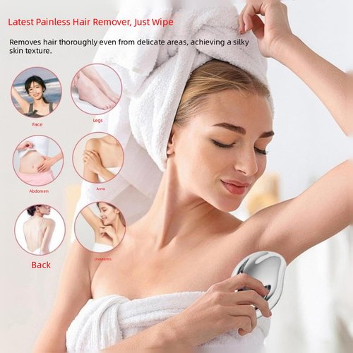 Epilators Crystal Hair Remover Natural Hair Eraser Reusable Painless Nano Glass Hair Removal Device Without Shaver Gentle Crystal Epilator and Exfoliator for Soft Silky Skin Silver