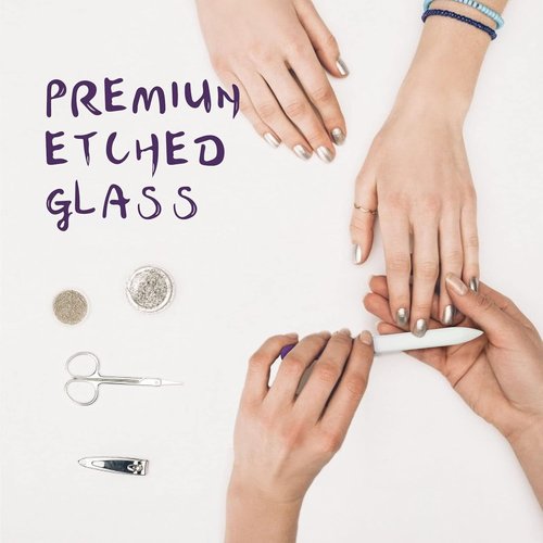 Skiennix Crystal Glass Fingernail File Set - Double-Sided Etched Design | Gentle Nail Care, 3 Pack