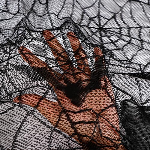 Halloween Fireplace Mantel Scarf Black Lace Spiderweb 20x79 Inches - Indoor Decor