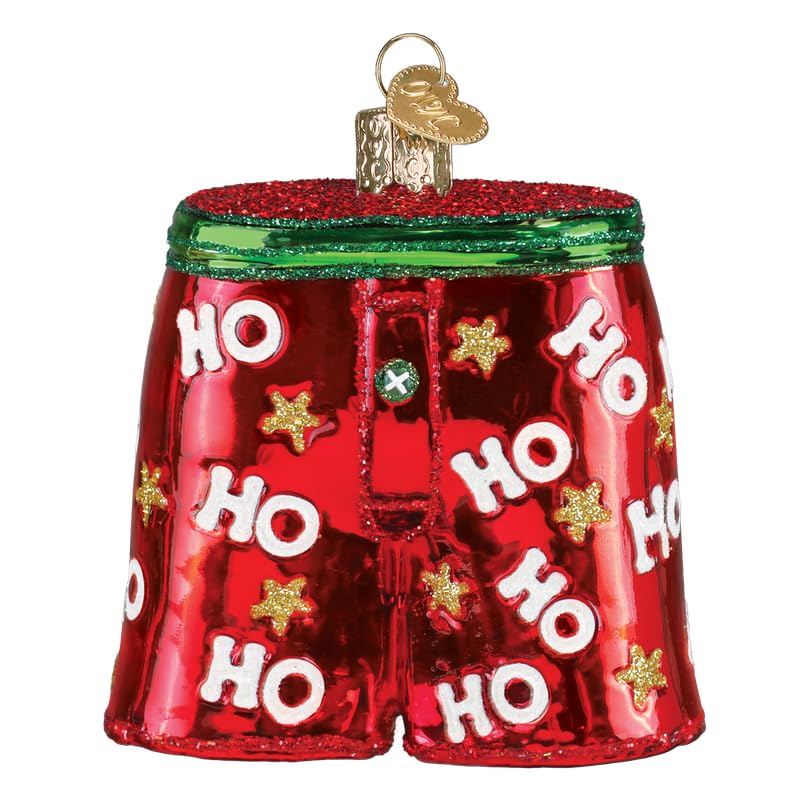 Christmas Glass Blown Ornament - Playful Boxer Shorts Holiday Decor