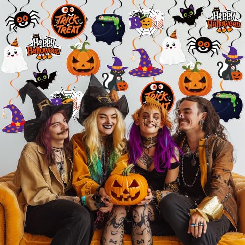 Halloween Hanging Swirls Party Streamer Ceiling Decorations - 40 Pcs - Festive & Cute Design