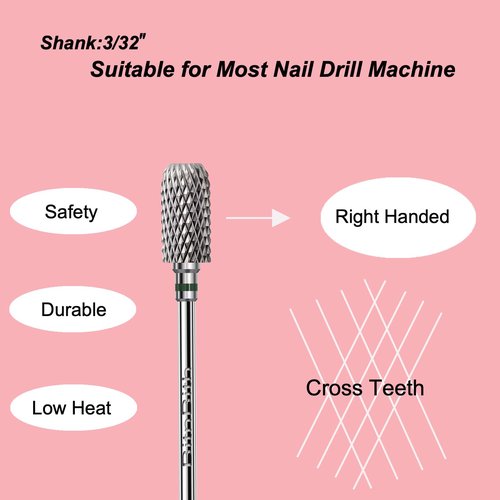 BITNBITH Nail Drill Bit 3/32”, Fast Remove for Acrylic or Hard Gel,Barrel Nail File Carbide Bit for Nail Cuticle Gel Dipping Powder Polishing, Professional Manicure Pedicure Nail Art Tool,Coarse