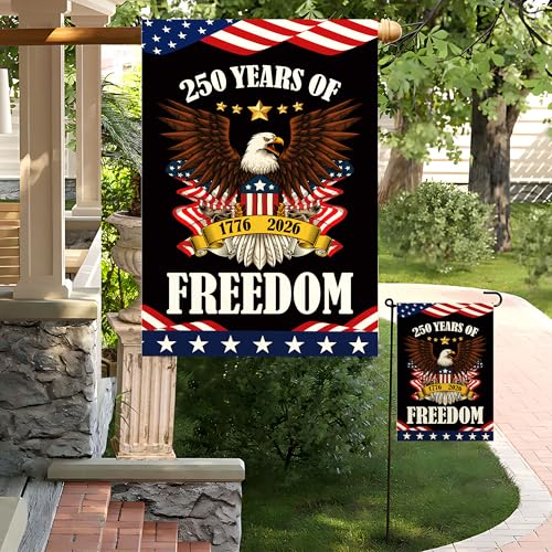 America Flag Garden Banner - Patriotic Eagle Design 12x18 Inch Decor