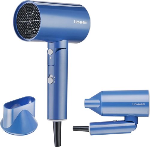 Skiennix Hair Dryer - 1600W Compact Foldable Blow Dryer for Fast Drying - Blue Color