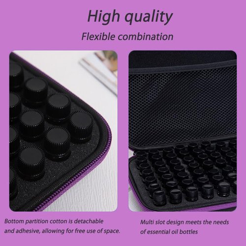 Rigute 63 Bottle EVA Essential Oils Organizer - Holds 1-3ml Bottles, Storage Holder Carrying Case, Traveling Bag with Foam Insert