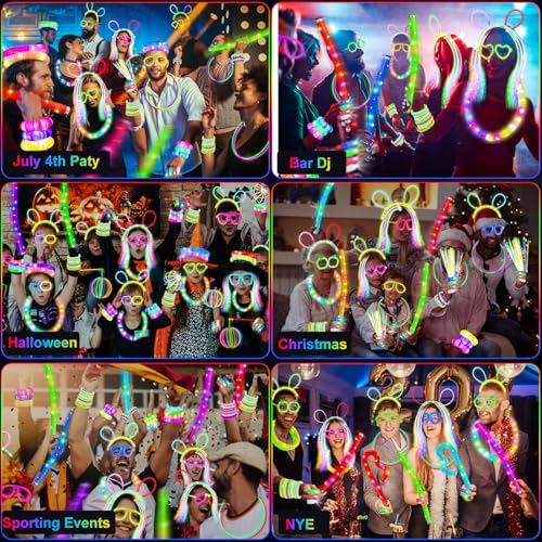 283 Pcs Glow Party Supplies & Favors - Neon Glow Sticks, LED Light Up Toys & Decorations for Kids & Adults