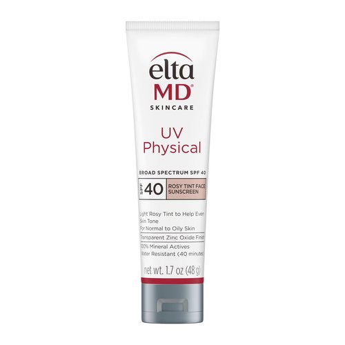 EltaMD UV Physical Rosy Tint Sunscreen for Face, SPF 40 Antixoidant Tinted Sunscreen, 100% Mineral Actives, 1.7 oz