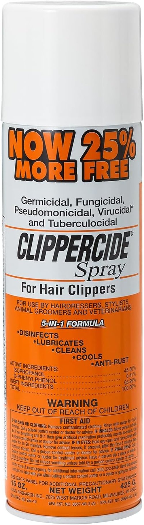 BARBICIDE Clippercide 5-in-1 Disinfectant Spray - Cleans, Lubricates, Cools & Prevents Rust | 15oz