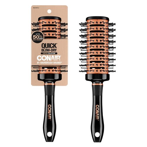 Conair Vented Copper Collection Round Brush - Quick-Dry Styling Tool for Effortless Blowouts