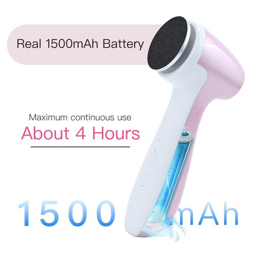 AprElm Rechargeable Electric Foot Callus Remover with 3-Sizes 120Pcs Sandpaper Discs, Professional 1000RPM 3-Speed Control Electric Foot File (E7 Pink)