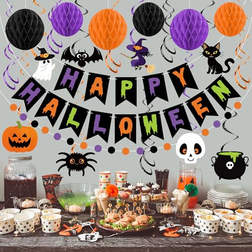Halloween Party Decorations Set Banner Garland Honeycomb Balls Wall Hanging Indoor Outdoor