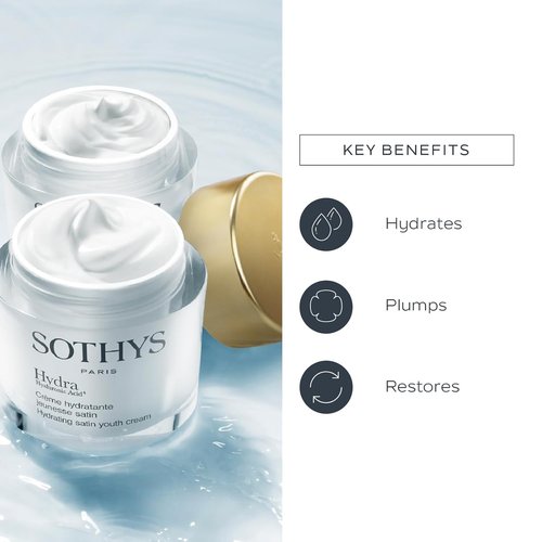 SOTHYS Hydrating Satin Youth Cream - Daily Face Moisturizer with Hyaluronic Acid for Youthful Skin | Normal/Combination