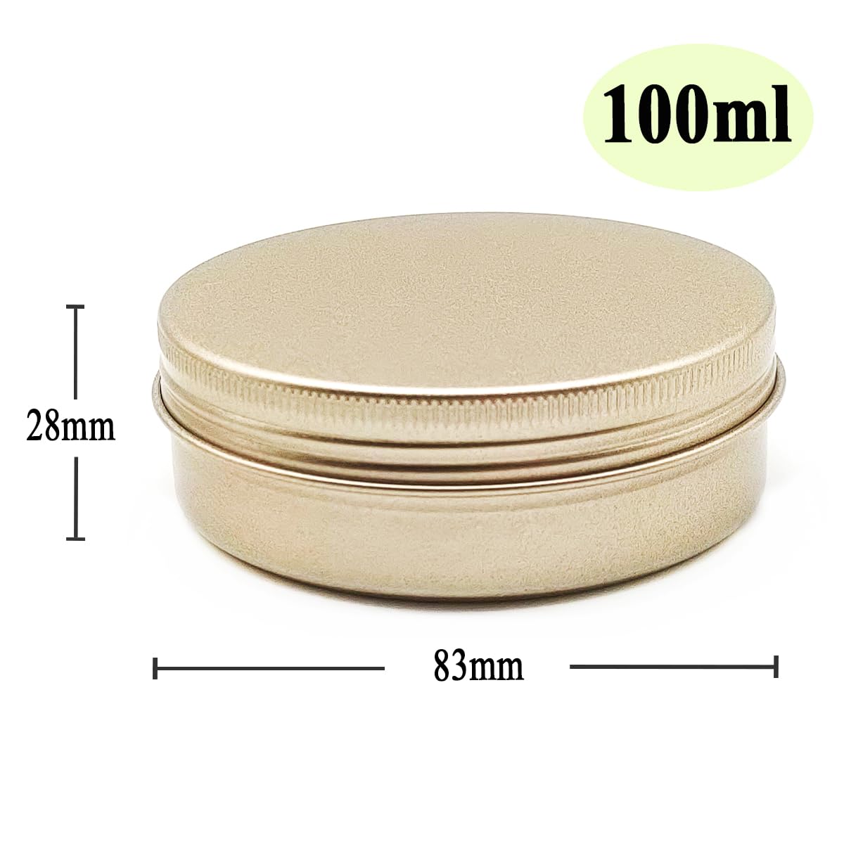 Wopanxye Aluminum Tin Cans, 6pcs 100ml/3oz Metal Round Storage Tin, 100gram Makeup Sample Container, Empty Travel Tins for Candle, Salve, Cosmetics, Face Cream, Lip Gloss Balm, Paints, Tea, Matte-Gold