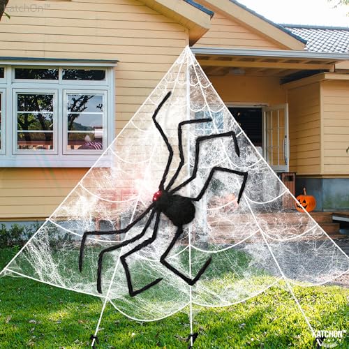 Giant Light Up Halloween Spider 4 Ft - Red & Black Outdoor Decor