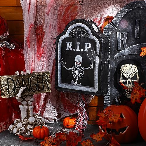 Halloween Piñata Tombstone Pull String Fillable Decoration - Leitee
