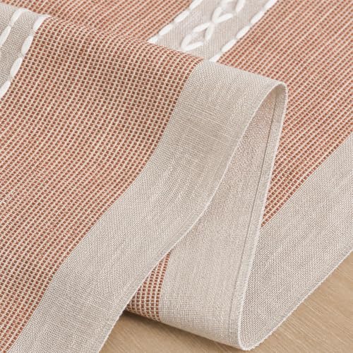 Caramel Braided Striped Rustic Chenille Table Runner 13x72 Inch for Autumn Fall Decor