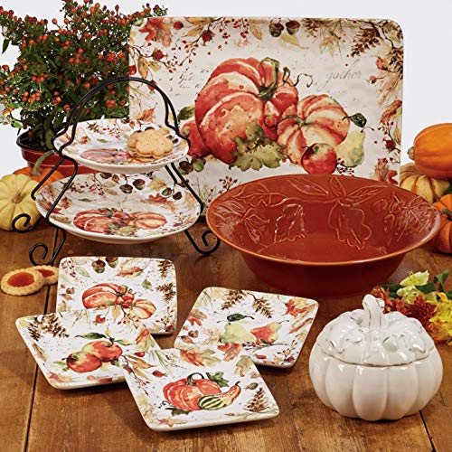 Harvest Splash 16.9 oz. Ceramic Mug Set of 4 with 2 Designs - Reheating Safe