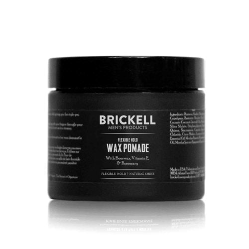 Brickell Men's Products Flexible Hold Wax Pomade - Natural & Organic Hair Styling | 2 Ounce, Irritation-Free Shine