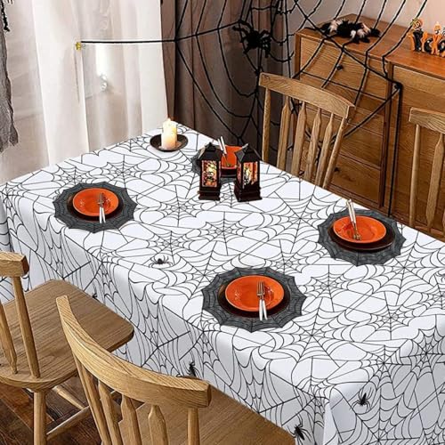 Spider Web Halloween Placemats Set of 8 - Black Round Table Mats, Heat-Resistant